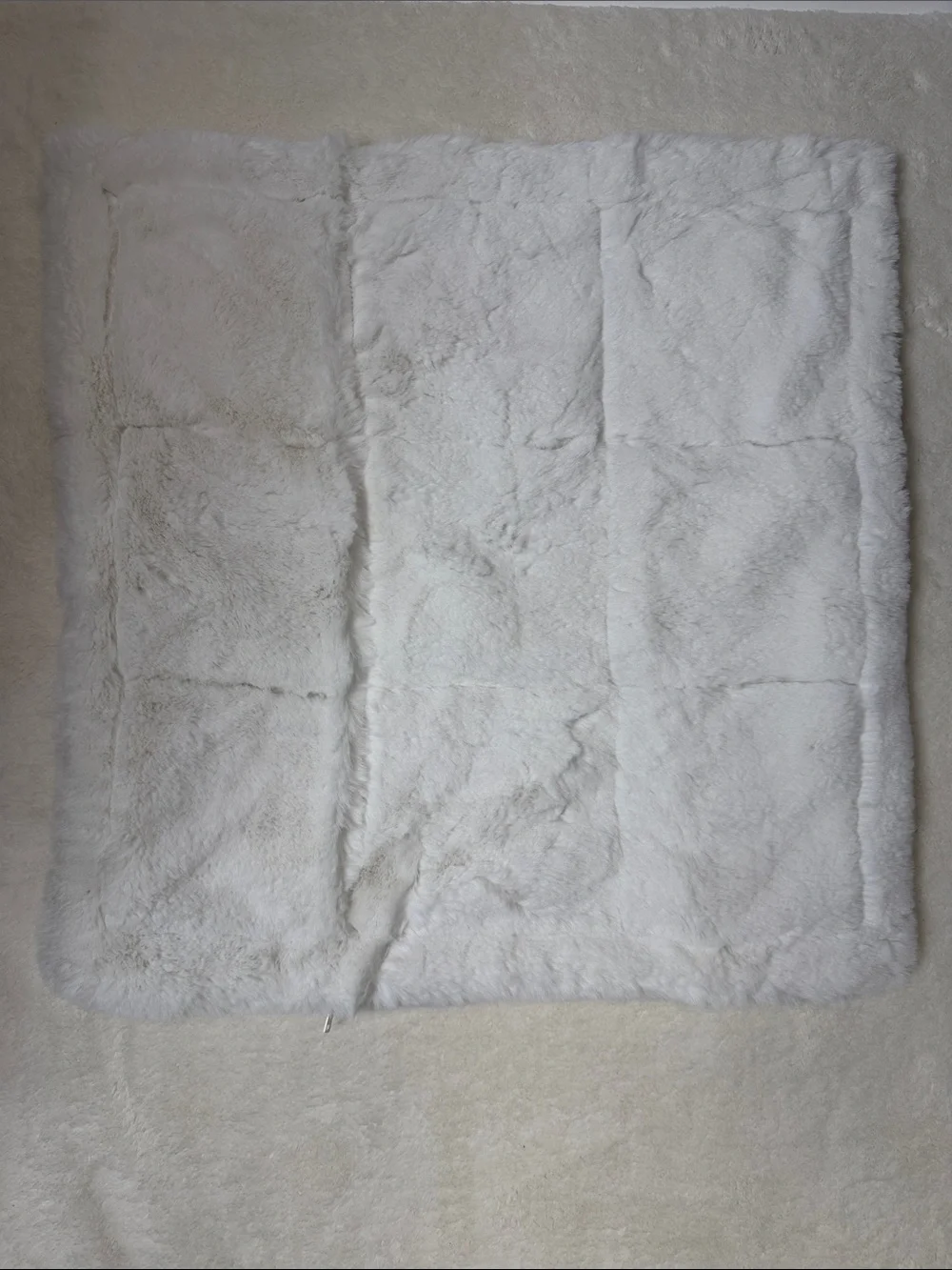 Pottery Barn Alpine White Faux Fur EURO Sham Pillow Cover Top Zipper Closure